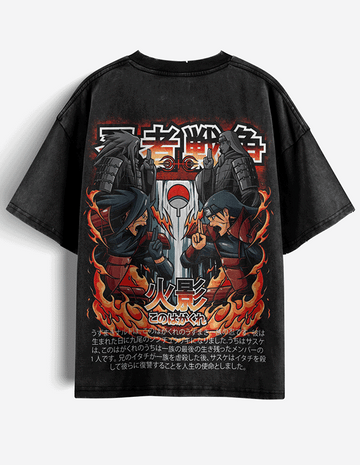 Hashirama vs Madara Acid Washed Oversized Tee