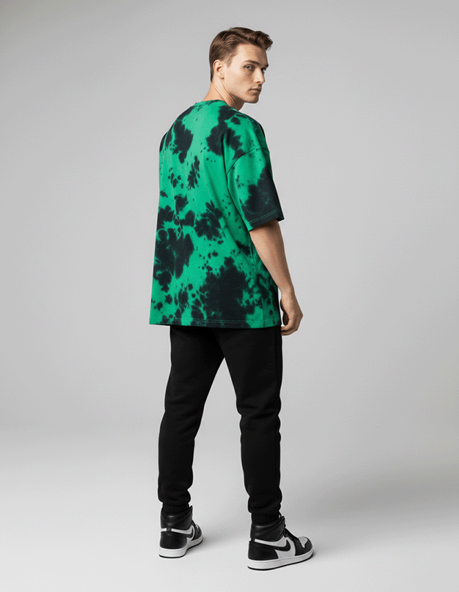 Green Tie Dye Oversized Tee
