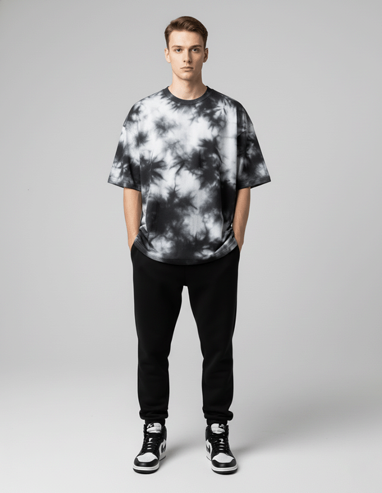 Black Tie Dye Oversized Tee