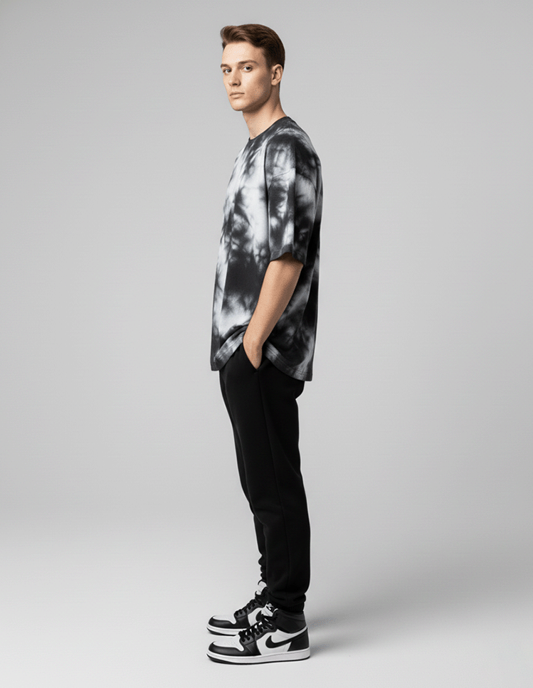 Black Tie Dye Oversized Tee