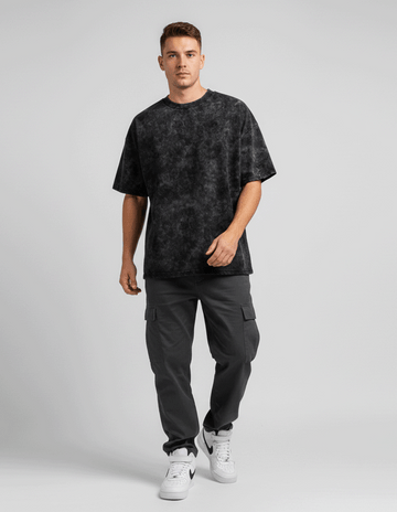 Black Acid Washed Oversized Tee