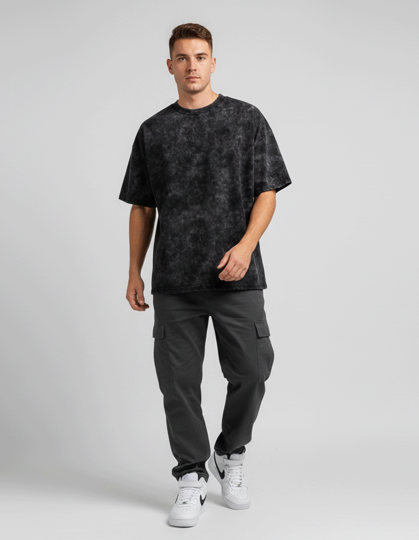 Black Acid Washed Oversized Tee