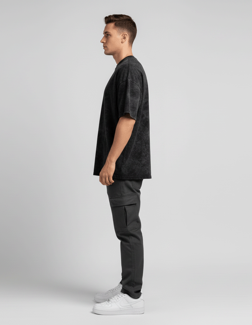 Black Acid Washed Oversized Tee