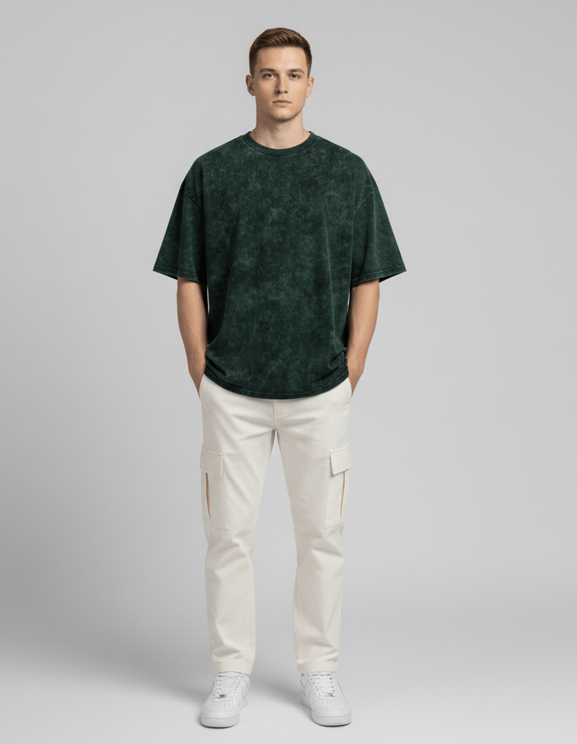 Green Acid Washed Oversized T-Shirt