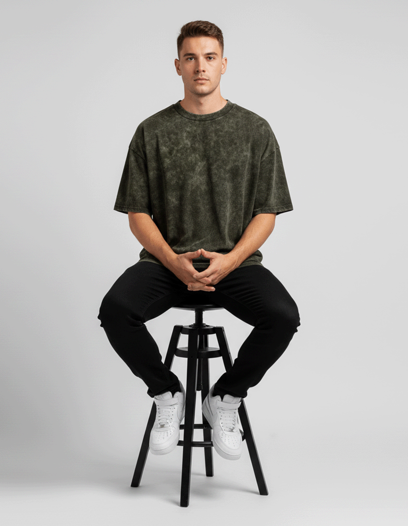 Olive Acid Washed Oversized T-Shirt
