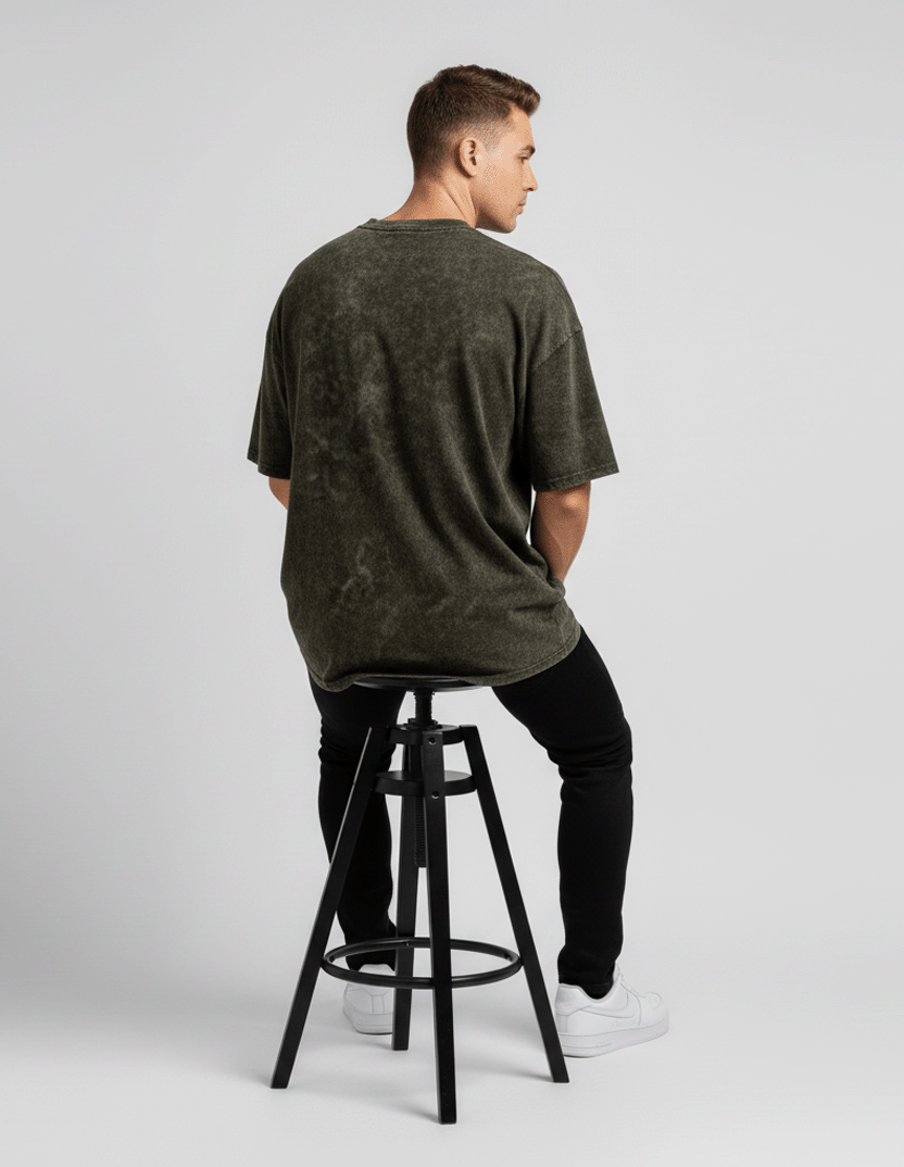 Olive Acid Washed Oversized T-Shirt