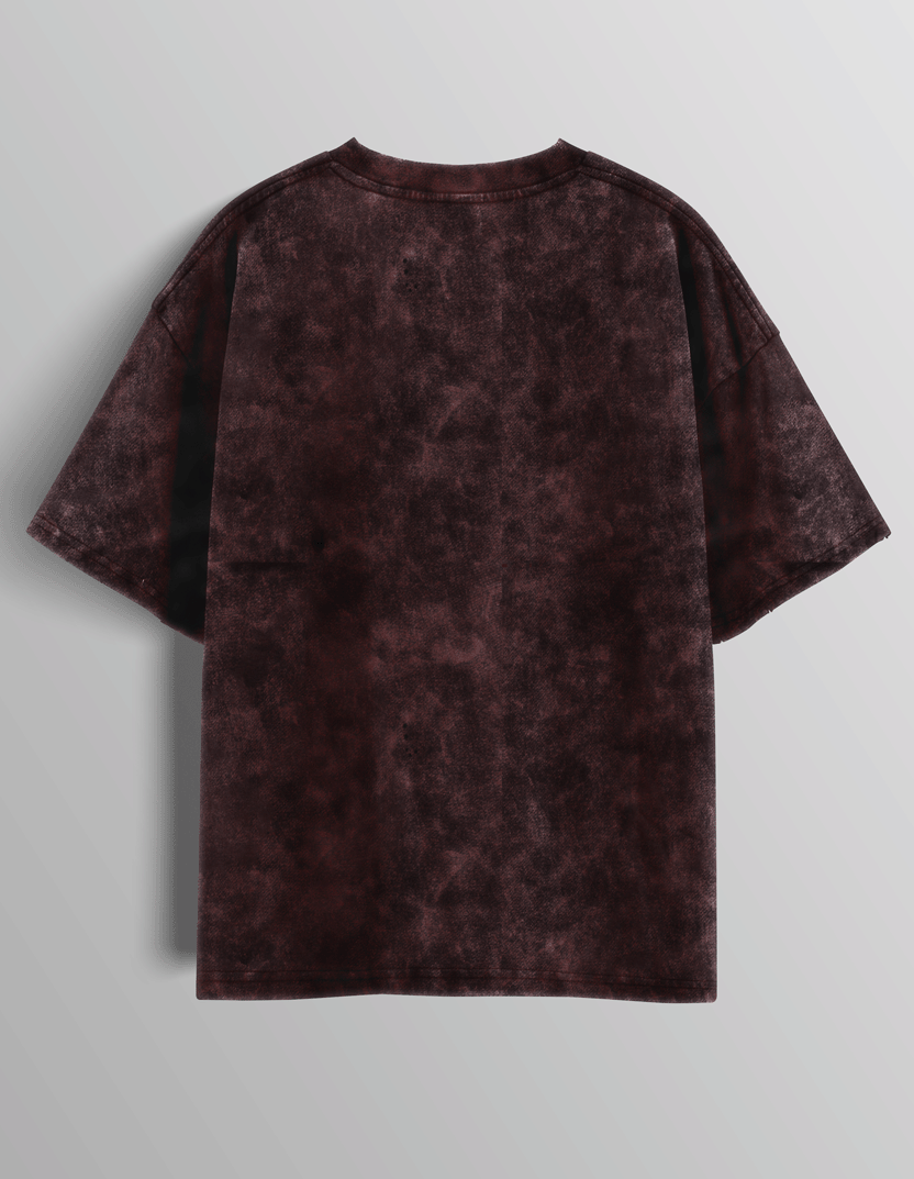 Maroon Acid Washed Oversized Tee