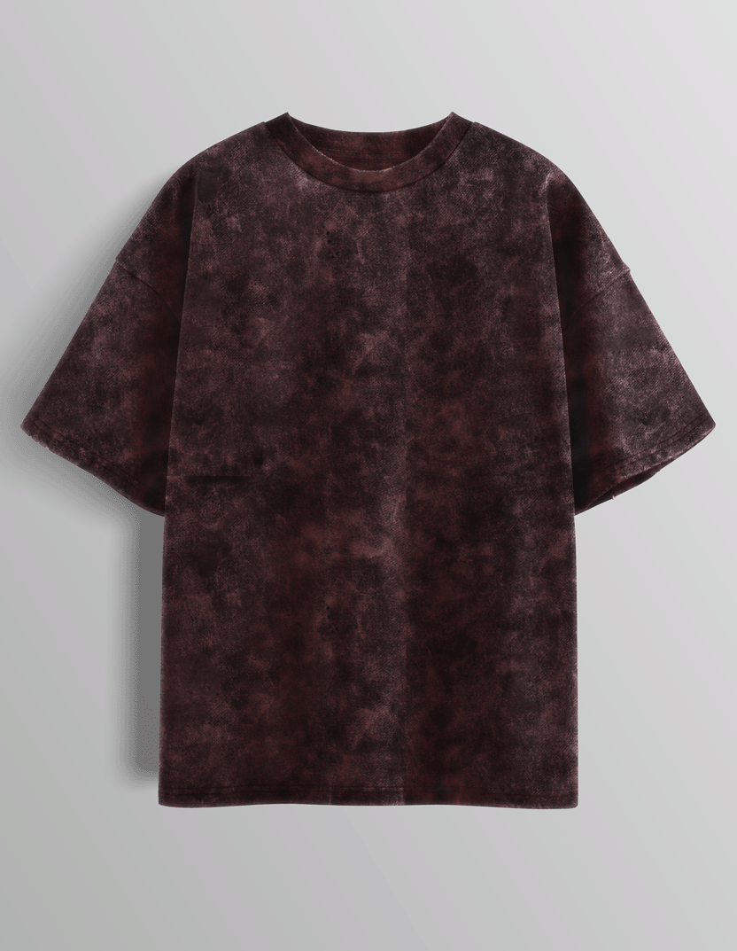 Maroon Acid Washed Oversized Tee