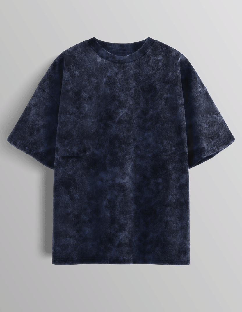 Navy Blue Acid Washed Oversized T-Shirt