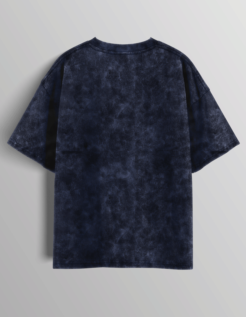 Navy Blue Acid Washed Oversized T-Shirt