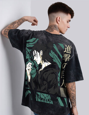 Ore Wa Eren Acid Washed Oversized Tee